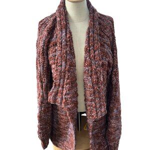 On Live Wool Fashion rust pink chunky marl knit shawl neck cardigan sweater 1X